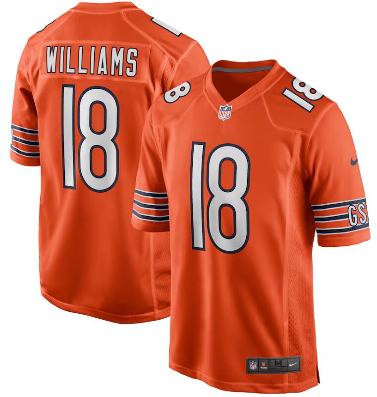 Men Chicago Bears 18 Caleb Williams Nike Orange Alternate 2024 NFL Draft First Round Pick Player Game Jersey